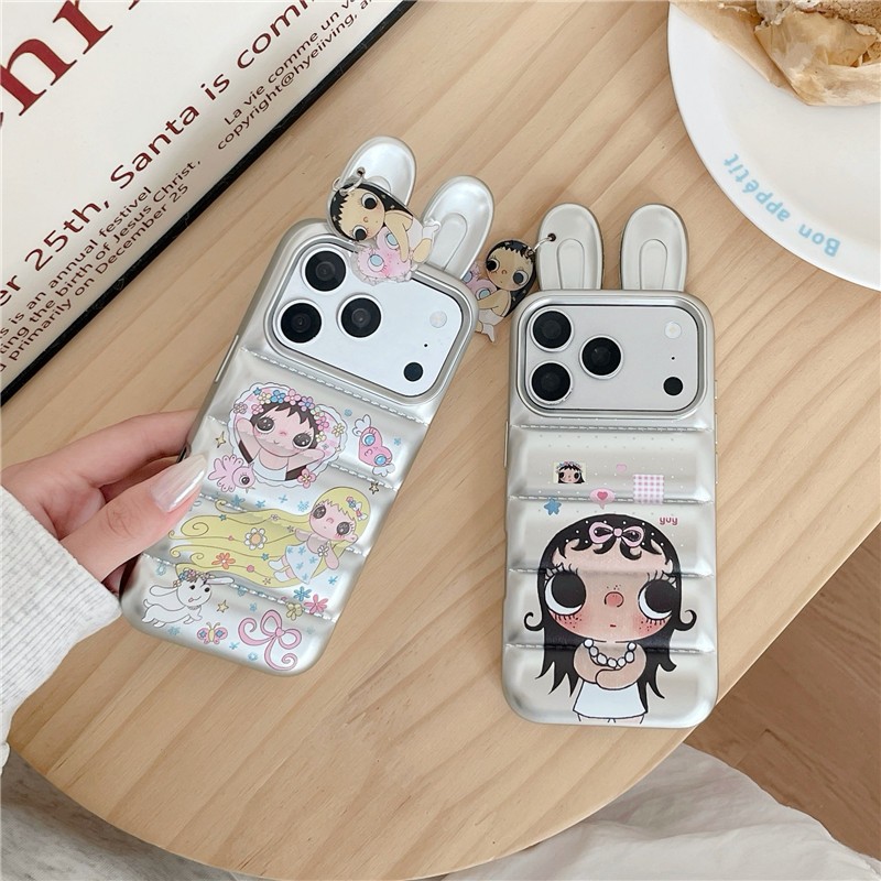 IPhone 17 Pro max Tai ba chiều hoạt hình bé gái họa tiết TPU materia IMD xử lý Vỏ điện thoại