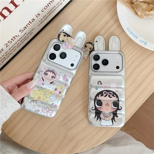 IPhone 17 Pro max Tai ba chiều hoạt hình bé gái họa tiết TPU materia IMD xử lý Vỏ điện thoại