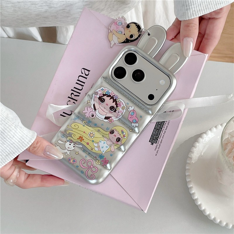 IPhone 17 Pro max Tai ba chiều hoạt hình bé gái họa tiết TPU materia IMD xử lý Vỏ điện thoại