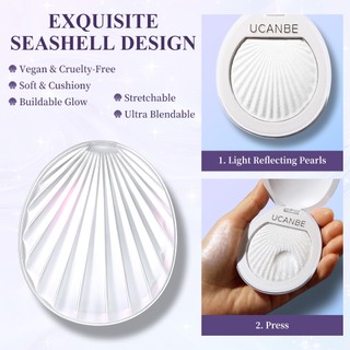 UUCANBE Shell Gel-to-Powder Shimmer Highlighter Makeup - Kem đánh dấu kim cương siêu mịn cho mặt & cơ thể, Phát sáng phát sáng lâu trôi, Hoàn thiện bức xạ có thể xây dựng