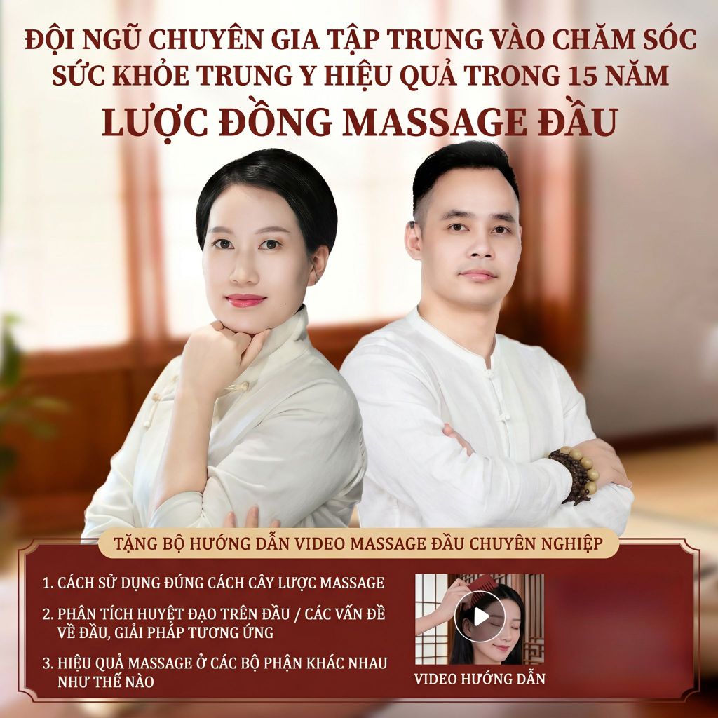 Lược chín răng bằng đồng đỏ — Lược massage bằng đồng đỏ nguyên chất, thông kinh lạc vùng đầu, massage, chải tóc suôn mượt, chăm sóc da đầu, massage mặt, làm đẹp da mặt.