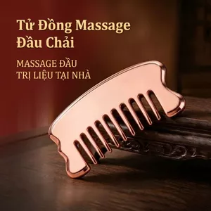 Lược chín răng bằng đồng đỏ — Lược massage bằng đồng đỏ nguyên chất, thông kinh lạc vùng đầu, massage, chải tóc suôn mượt, chăm sóc da đầu, massage mặt, làm đẹp da mặt.