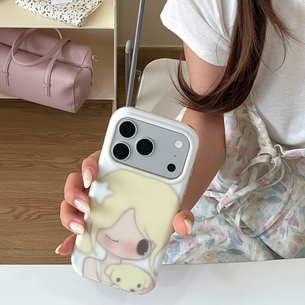IPhone 17 Pro max Một cô gái có họa tiết tóc vàng TPU materia IMD xử lý Vỏ điện thoại
