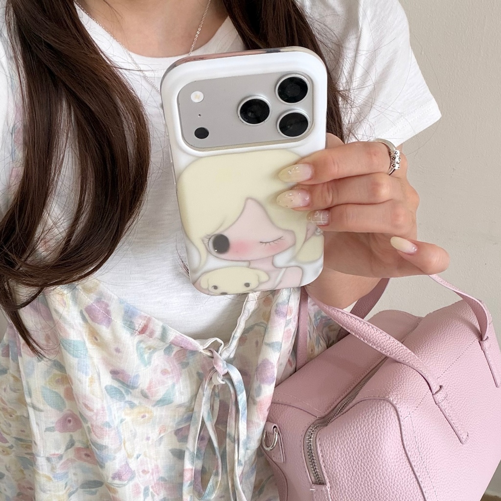 IPhone 17 Pro max Một cô gái có họa tiết tóc vàng TPU materia IMD xử lý Vỏ điện thoại