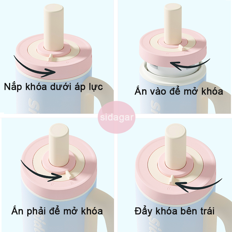 Sidagar 1100ML Đồ gốm bên trong Nắp có thể mở bằng một tay. | BigBuy360 - bigbuy360.vn