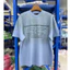 Áo thun Unisex Vintage Washed Đau khổ với họa tiết chân dung màu xanh phai màu trừu tượng