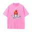 Bạch Tuộc Cam Beanie Cotton Áo Thun Phong Cách Nhật Bản Đồ Họa Tee Cotton Thường Ngày Rửa Vintage Tay Ngắn Cổ Tròn Áo Thun Unisex Quần Áo