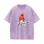 Bạch Tuộc Cam Beanie Cotton Áo Thun Phong Cách Nhật Bản Đồ Họa Tee Cotton Thường Ngày Rửa Vintage Tay Ngắn Cổ Tròn Áo Thun Unisex Quần Áo