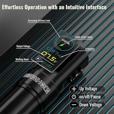 1800 mAh, 8000 vòng / phút, bút xăm không dây du lịch có thể điều chỉnh, 2,4-4,2 mm, 1-60 kim / chế độ chấm thứ hai, máy xăm rung thấp