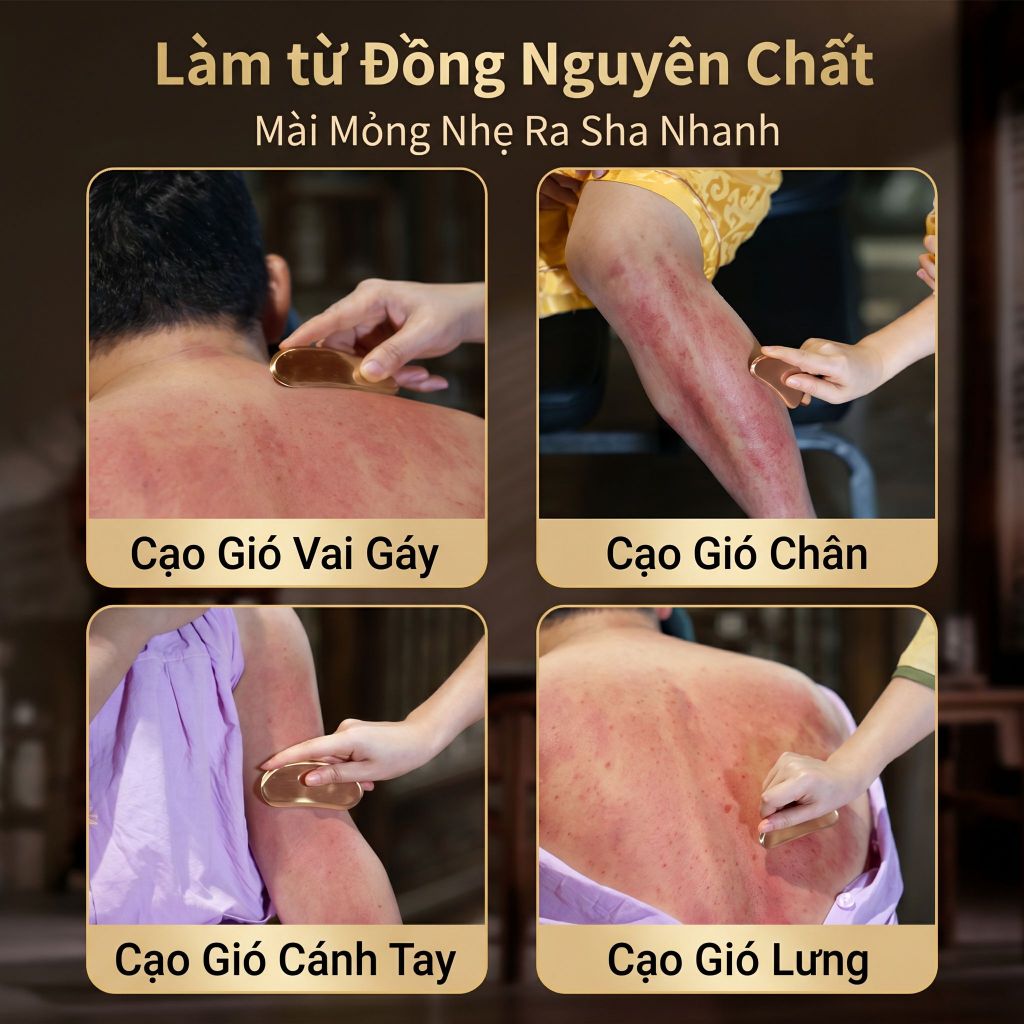 Bảng cạo gió bằng đồng đỏ — Chế tác hoàn toàn từ đồng đỏ nguyên chất, massage, cạo gió, thông kinh lạc, dụng cụ cân cơ, sử dụng toàn thân.