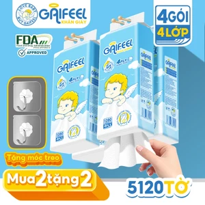 GAIFEEL Mua 2 Tặng 2 Giấy vệ sinh treo tường đa sắc đa năng từ bột giấy thiên nhiên 1280 Tờ / bịch