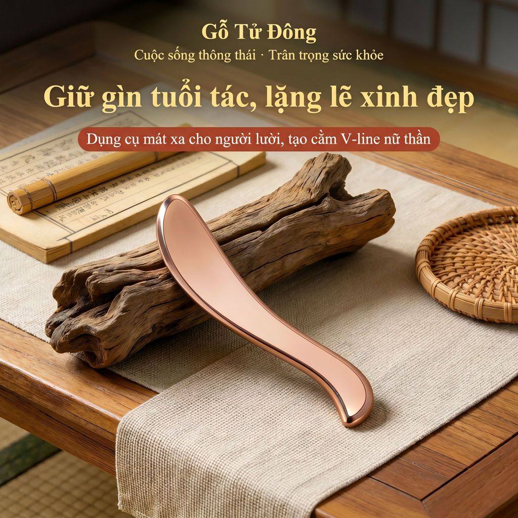 Bảng massage huyệt tai bằng đồng đỏ — Chế tác hoàn toàn từ đồng đỏ nguyên chất, massage huyệt tai, làm đẹp da mặt, thông kinh lạc, dụng cụ cân cơ, sử dụng toàn thân.