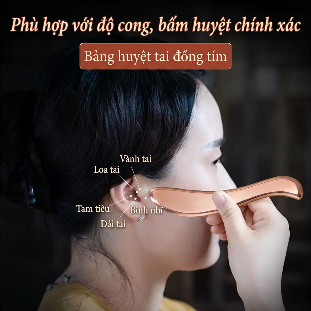 Bảng massage huyệt tai bằng đồng đỏ — Chế tác hoàn toàn từ đồng đỏ nguyên chất, massage huyệt tai, làm đẹp da mặt, thông kinh lạc, dụng cụ cân cơ, sử dụng toàn thân.