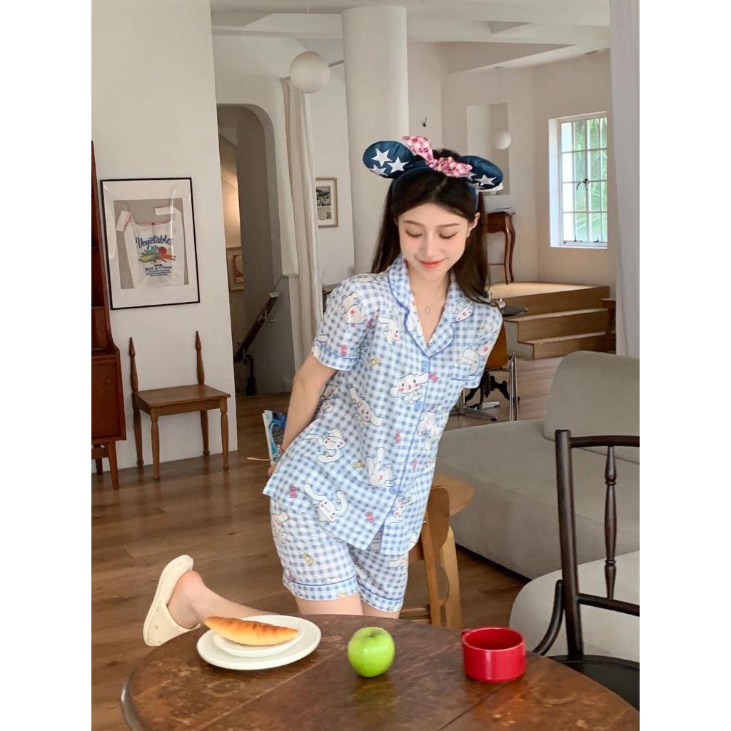 【Khuyến mãi lớn】Đồ ngủ nữ size lớn có đệm ngực - Kiểu cài nút thời trang, họa tiết hoạt hình, thoải mái như đồ mặc nhà