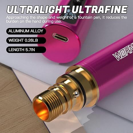 Bút xăm không dây 180° Màn hình lật, chế độ khởi động và chấm điểm, Điện áp có thể điều chỉnh 4-12V