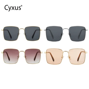 Cyxus Kính râm gọng vuông cổ điển Cyxus, tròng kính màu nâu, unisex, thời trang và đa năng, gọng kim loại 1366