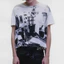 OFF-WHITE High Street Erd Style Unisex Vintage Rửa Đau Khổ Trừu Tượng In Hình Căn Hộ Phá Hủy Viền Áo Thun Trắng