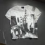 OFF-WHITE High Street Erd Style Unisex Vintage Rửa Đau Khổ Trừu Tượng In Hình Căn Hộ Phá Hủy Viền Áo Thun Trắng