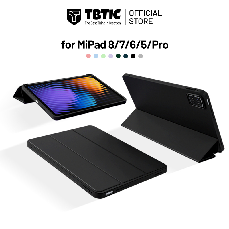 TBTIC Cho Xiaomi Pad 8 7 6 5 Pro Ốp Lưng Không Bút Chì Giá Đỡ Khe Cắm 2024 11.2 11 Inch Tự Động Đánh Thức