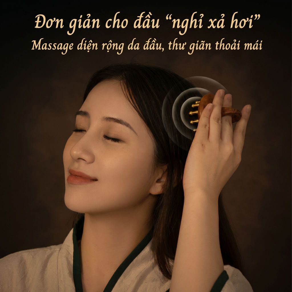 Lược massage đầu – massage đầu, dưỡng sinh, dưỡng tóc và chăm sóc tóc, dưỡng chân tóc, lược bằng đồng thau, dùng được toàn thân, massage cạo gió.