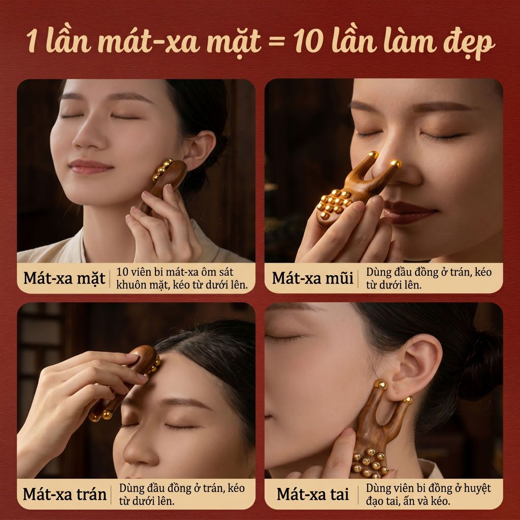 Dao cơ tay cầm bằng gỗ - Dao cơ bằng thép không gỉ: massage, cạo gió, thông kinh lạc, thư giãn cơ, cân cơ.