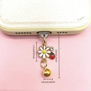 Điện Thoại Di Động Chống Bụi Cắm diy Jingle Ring Daisy Little Ladybug Mặt Dây Chuyền Trang Trí Điện Thoại Di Động