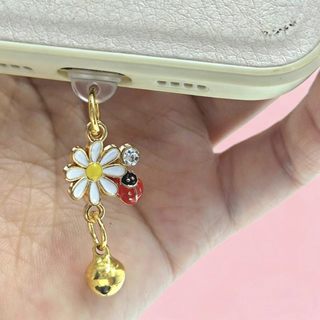Điện Thoại Di Động Chống Bụi Cắm diy Jingle Ring Daisy Little Ladybug Mặt Dây Chuyền Trang Trí Điện Thoại Di Động