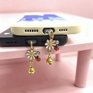 Điện Thoại Di Động Chống Bụi Cắm diy Jingle Ring Daisy Little Ladybug Mặt Dây Chuyền Trang Trí Điện Thoại Di Động