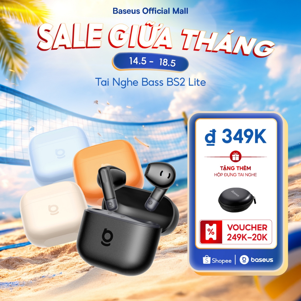 BASEUS Tai Nghe Bass BS2 Lite Bluetooth 6.0 Chống Nước IPX4 30h Tăng cường âm trầm - 1