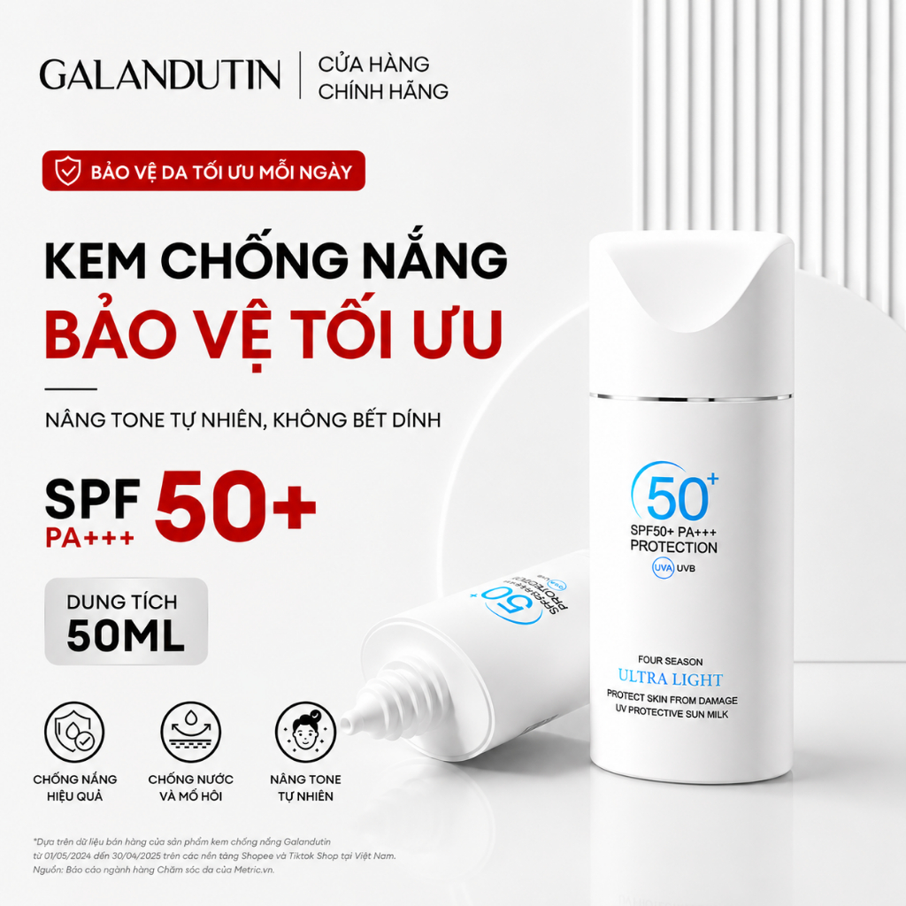 【GALANDUTIN 】Kem Chống Nắng SPF50+ PA+++ Chống Nước Bảo Vệ UV Ultra Light Sunscreen
