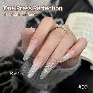 Miss Gooey Gel che khuyết điểm màu trắng đào và mơ sữa sơn móng tay có độ bão hòa cao và độ dày tạo hiệu ứng chuyển màu tự nhiên