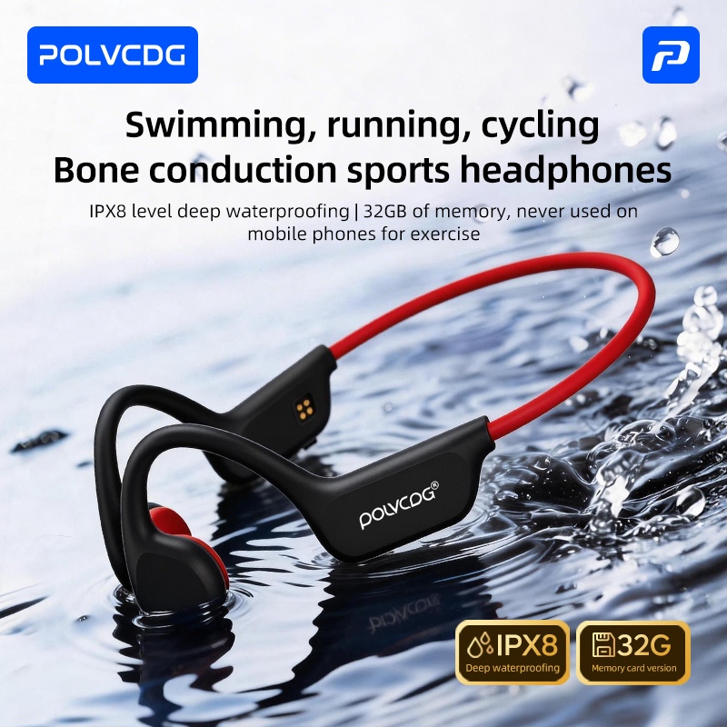 Polvcdg-X7 32G / 8G IPX8 Tai nghe dẫn truyền xương chống nước Tai nghe bơi thể thao Tai nghe Bluetooth không dây thể thao | BigBuy360 - bigbuy360.vn