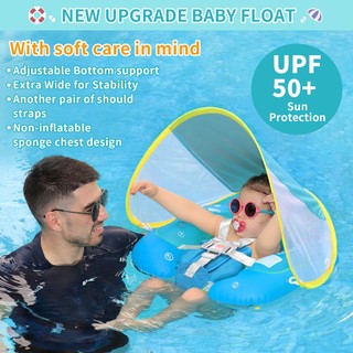 Phao Bơi Swimbobo Chống Lật, Tán Nắng UPF50+, Dây Đeo An Toàn Cho Bé Sơ Sinh & Tập Đi