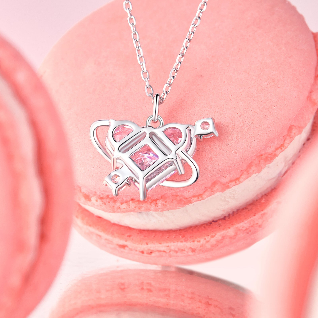 FANCIME "Người yêu" Vòng cổ Bạc Sterling Mặt dây chuyền Hành tinh màu hồng Lãng mạn Galaxy, Quà tặng kỷ niệm sinh nhật 520