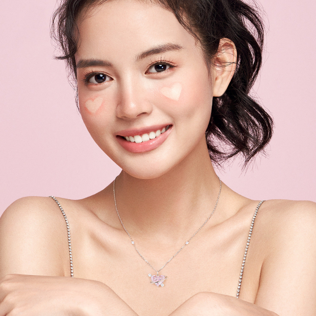 FANCIME "Người yêu" Vòng cổ Bạc Sterling Mặt dây chuyền Hành tinh màu hồng Lãng mạn Galaxy, Quà tặng kỷ niệm sinh nhật 520