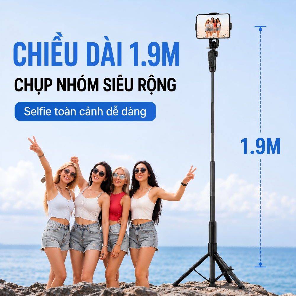 Sorf K50 Gậy Chụp Ảnh 3 Chân dài 1M9 Selfie Tripods Đèn Led, Điều Khiển Từ Xa Bluetooth