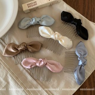 Pháp Satin Nơ Lên Trên Xuống Lược Nữ Lông Tơ Công Chúa Lược Tóc Gãy Tóc Tidy-up Kẹp Tóc