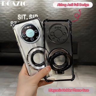 Vỏ Tương Thích Cho Huawei Mate 80 / Mate 80 Pro Giá Đỡ Từ Tính Sang Trọng Mạ Trong Suốt Chống Sốc Silicon Mềm TPU Bảo Vệ SDS05