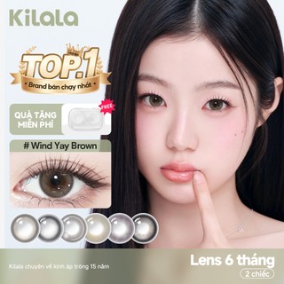 Kính áp tròng Kilala màu Wind Yay Brown/Pearly Grey/Agave Purple lens cận  6 tháng DIA 14.5 có độ (0-8) 1 cặp