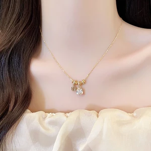 Vòng cổ dây chuyền tinh tế màu vàng với mặt dây chuyền Cubic Zirconia vuông lớn, mở rộng có thể điều chỉnh, Trang sức thanh lịch tối giản dành cho nữ