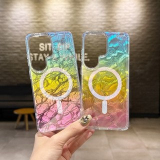 Ốp điện thoại laser gradient vỏ chảy sang trọng thích hợp cho Galaxy S24 S25 S26 plus FE siêu trong suốt bao gồm tất cả vỏ silicon chống rơi