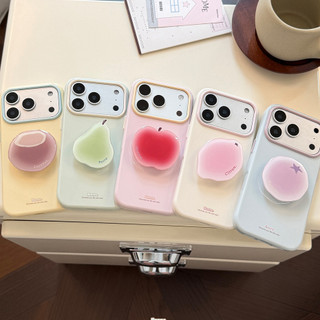 Giá đỡ điện thoại trái cây dễ thương Màu kẹo Vỏ bảo vệ silicon mềm cho iPhone 17Promax 17Pro 13 14 15 16 Pro Max Vỏ điện thoại di động nữ chống sốc