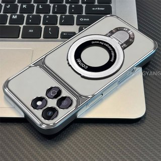 Ốp Lưng Cho Honor X6B X6C X6A X6D Cao Cấp Mạ Điện Cửa Sổ Lớn Silicon Trong Suốt Vỏ Điện Thoại Thẩm Mỹ Kim Loại Giá Đỡ Điện Thoại Thiết Kế Mới