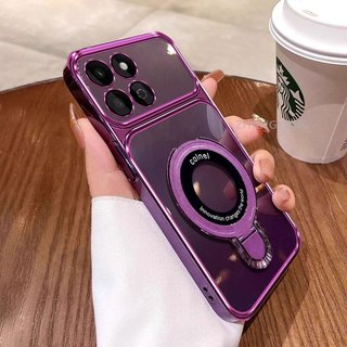 Ốp Lưng Cho Honor X6B X6C X6A X6D Cao Cấp Mạ Điện Cửa Sổ Lớn Silicon Trong Suốt Vỏ Điện Thoại Thẩm Mỹ Kim Loại Giá Đỡ Điện Thoại Thiết Kế Mới