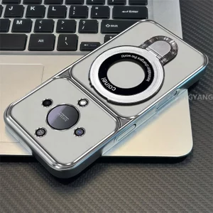 Ốp Lưng Cho Honor X9A X9 X9B X9C X9D Silicon Mạ Điện Cửa Sổ Lớn Trong Suốt Vỏ Điện Thoại Thẩm Mỹ Chống Rơi Thiết Kế Được Trang Bị Giá Đỡ Điện Thoại
