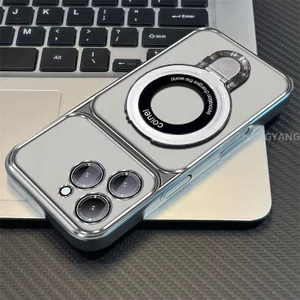 Ốp Lưng Cho infinix Hot 40 Hot 40 Pro Mạ Điện Silicon Cửa Sổ Lớn Trong Suốt Vỏ Điện Thoại Thẩm Mỹ Chống Rơi Thiết Kế Được Trang Bị Giá Đỡ Điện Thoại