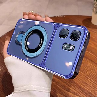 Ốp Lưng Cho infinix Smart 9 hot 50i Cao Cấp Mạ Điện Cửa Sổ Lớn Silicon Trong Suốt Vỏ Điện Thoại Thẩm Mỹ Kim Loại Giá Đỡ Điện Thoại Thiết Kế Mới