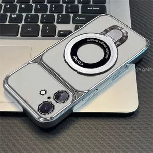Ốp Lưng Cho iPhone 16 Pro Max 16 Plus 16e Mạ Điện Silicon Cửa Sổ Lớn Trong Suốt Vỏ Điện Thoại Thẩm Mỹ Chống Rơi Thiết Kế Được Trang Bị Giá Đỡ Điện Thoại