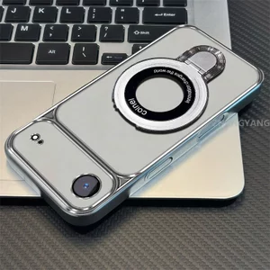 Ốp Lưng Cho iPhone 17 Air Mạ Điện Silicon Cửa Sổ Lớn Trong Suốt Vỏ Điện Thoại Thẩm Mỹ Chống Rơi Thiết Kế Được Trang Bị Giá Đỡ Điện Thoại