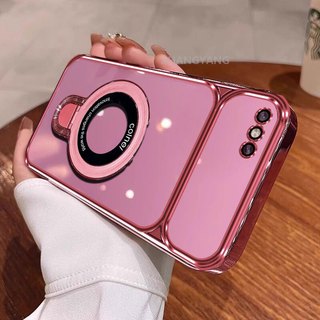 Ốp Lưng Cho iPhone 7 8 7plus 8plus Cao Cấp Mạ Điện Cửa Sổ Lớn Silicon Trong Suốt Vỏ Điện Thoại Thẩm Mỹ Kim Loại Giá Đỡ Điện Thoại Thiết Kế Mới